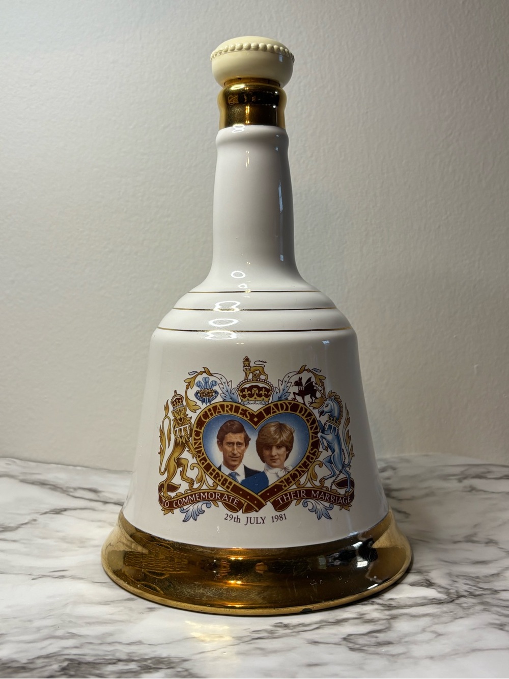 Commemorative Royal Wedding Porcelain Bell - White & Gold